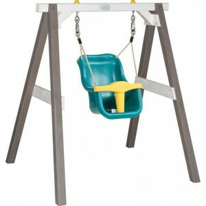 Baby Swing Grau / Weiß mit Sitz / FSC 100% Hemlock Holz / 9 - 36 Monate / 5 Jahre Garantie! / Inklusive 4 Bodenankern - AXI (A030.301.01)