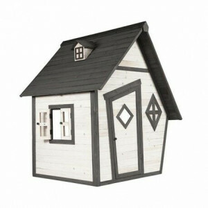 Hölzerne Spielhaus Cabin (grau / weiß) - Sunny