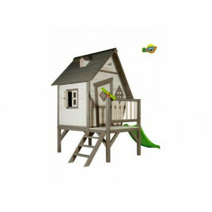 Hölzerne Spielhaus Cabin XL (grau / weiß) - Sunny C050.004.00