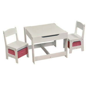 Weisses Tisch- und Stuhlset Mit Rosa Behältern